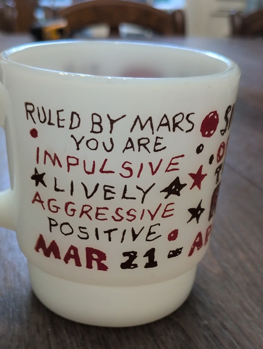 Fire King Vintage Aries Milk Glass Mug
